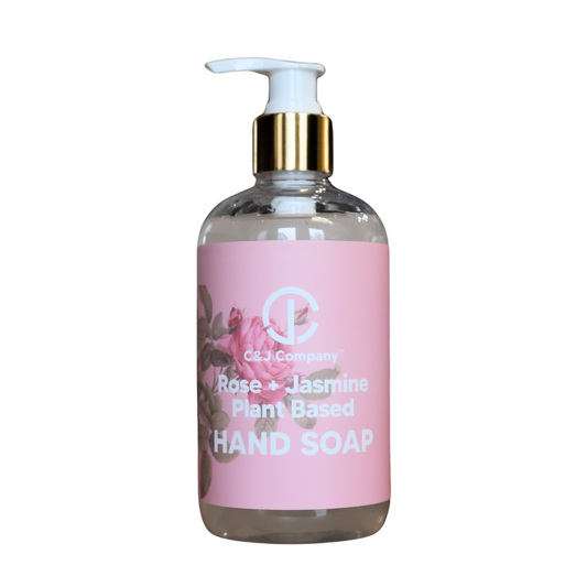 C&J Company All Natural Hand Soap, Rose & Jasmine, Plant-Based Moisturizing Hand Wash, Alcohol-Free, Cruelty-Free, 12oz - Cureton & Johnson