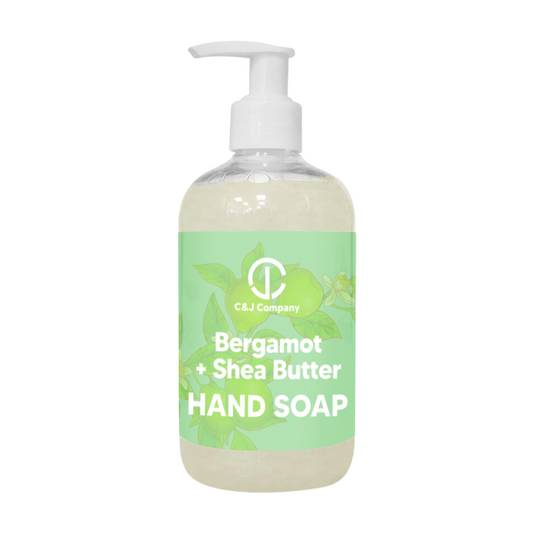 C&J Company Hand Soap, Made with Shea Butter, Bergamot,Moisturizing Hand Wash, All Natural, Alcohol-Free, Cruelty-Free, 12oz - Cureton & Johnson
