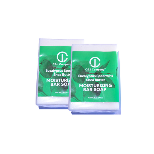 C&J Company Bar Soap 2-Pack | Shea Butter, Eucalyptus Spearmint, Moisturizing, All Natural, Alcohol-Free, Cruelty-Free, 5oz Each - Cureton & Johnson
