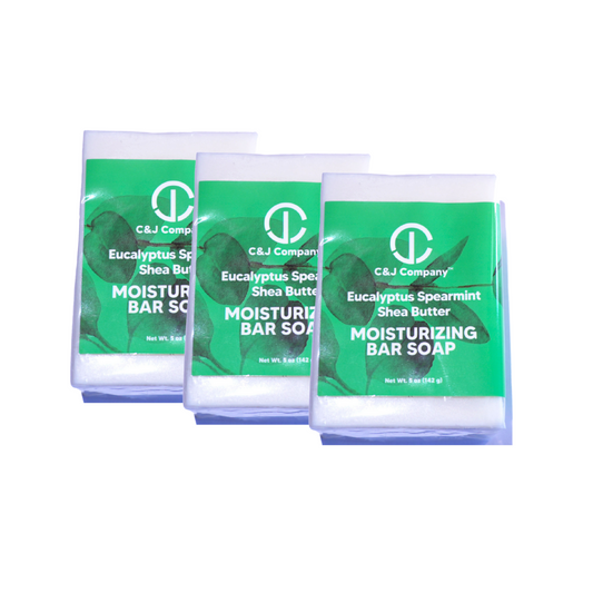 C&J Company Bar Soap 3-Pack | Shea Butter, Eucalyptus Spearmint, Moisturizing, All Natural, Alcohol-Free, Cruelty-Free, 5oz Each - Cureton & Johnson