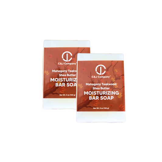 C&J Company Bar Soap 2-Pack | Shea Butter, Mahogany Teakwood, Moisturizing, All Natural, Alcohol-Free, Cruelty-Free, 5oz Each - Cureton & Johnson
